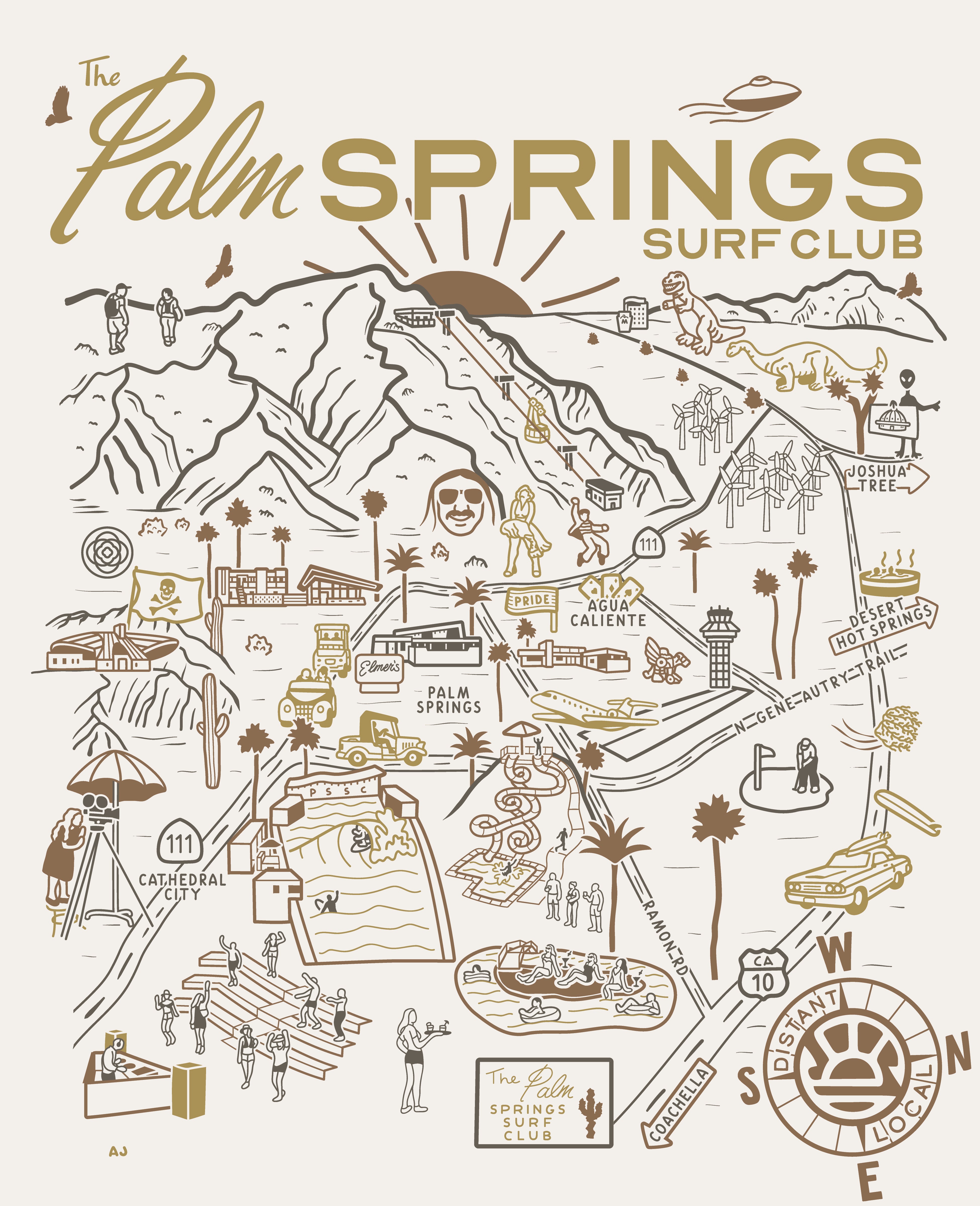 PALM SPRINGS MAP HOODIE – Palm Springs Surf Club